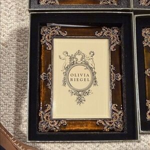 Olivia Riegel Amber Glass Picture Frame with Decorative Gold Corners